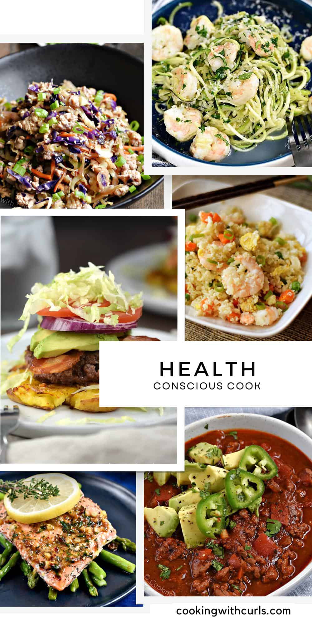 Six images of health conscious foods.