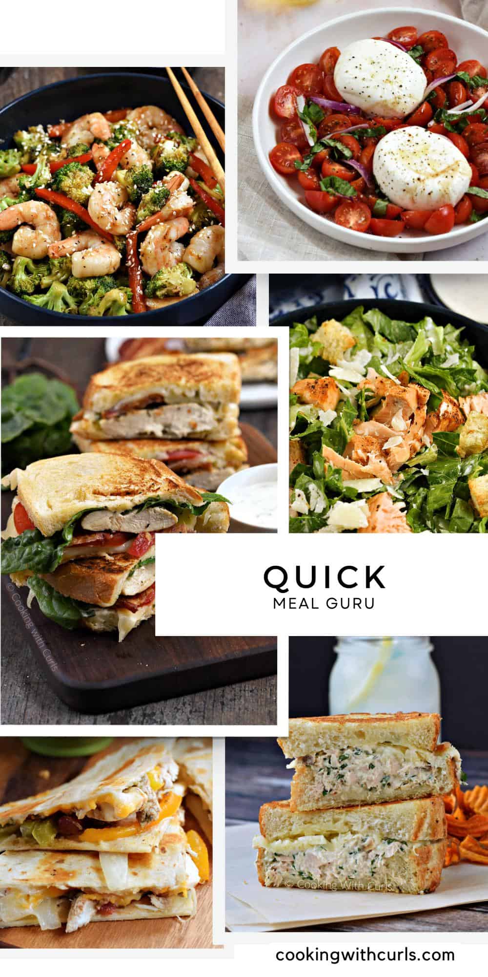 Six images showing quick and easy recipes.